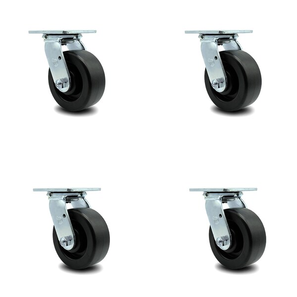 Service Caster 5 Inch Polyolefin Swivel Caster Set with Roller Bearing and Swivel Lock SCC SCC-30CS520-POR-BSL-4 - main